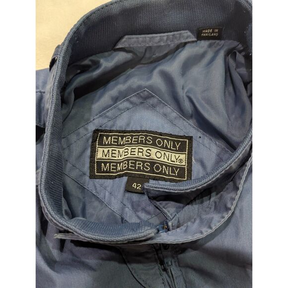 Members Only Jacket Mens 42 Blue Zip Vintage Retro Bomber - Picture 3 of 3
